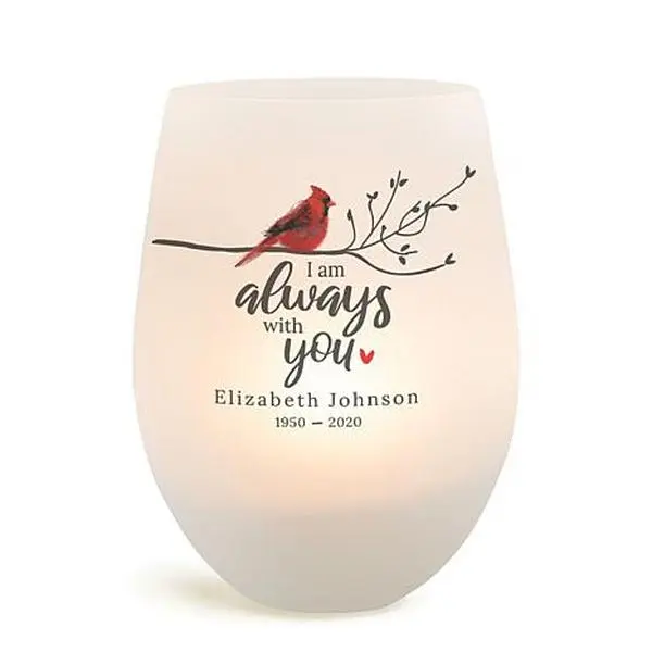 MBM Always With You Memorial Frosted Wine Glass Votive Holder