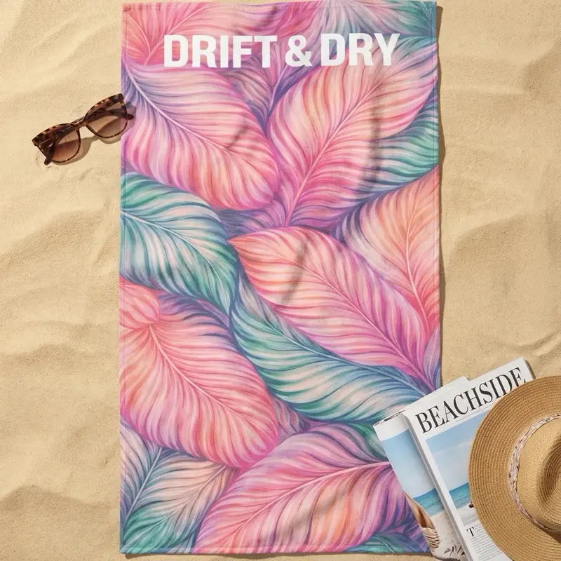 Drift & Dry Tulum Bloom Beach Towel – Quick-Dry, Sand-Resistant, Ultralight Microfiber with Carry Pouch