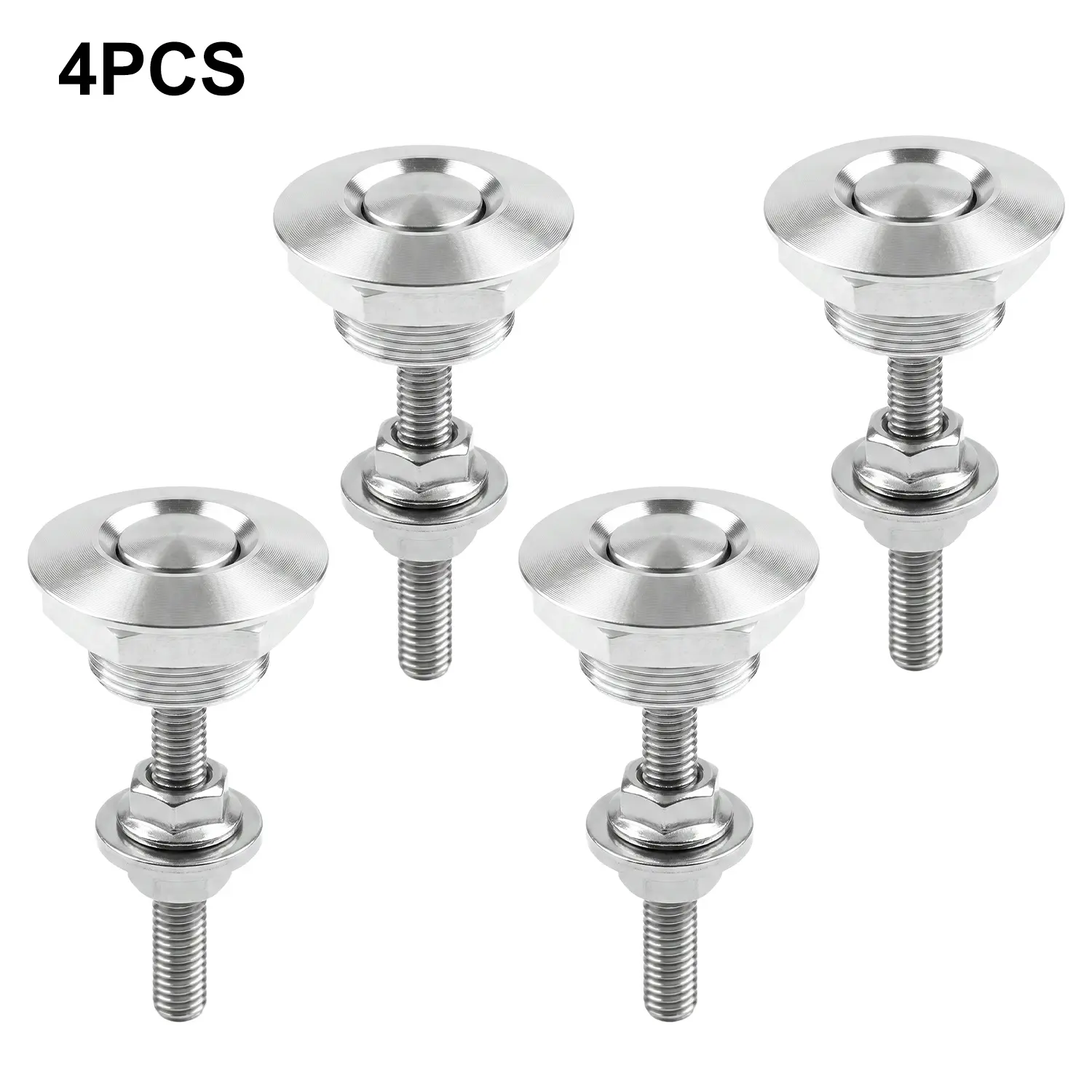 4Pcs Universal Car Quick Release Latch Kit - 1.25"/32mm Aluminum Alloy Push Button Hood Pins, Silver Fasteners & Clips, Car Accessories, Vehicle Accessories for Bonnet, License Plate & DIY Projects