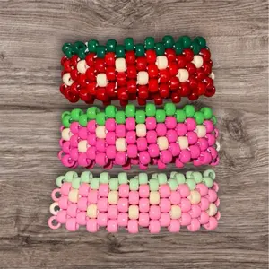 Kandi Strawberry Cuffs - Cute Colorful Beaded Kandi Cuffs