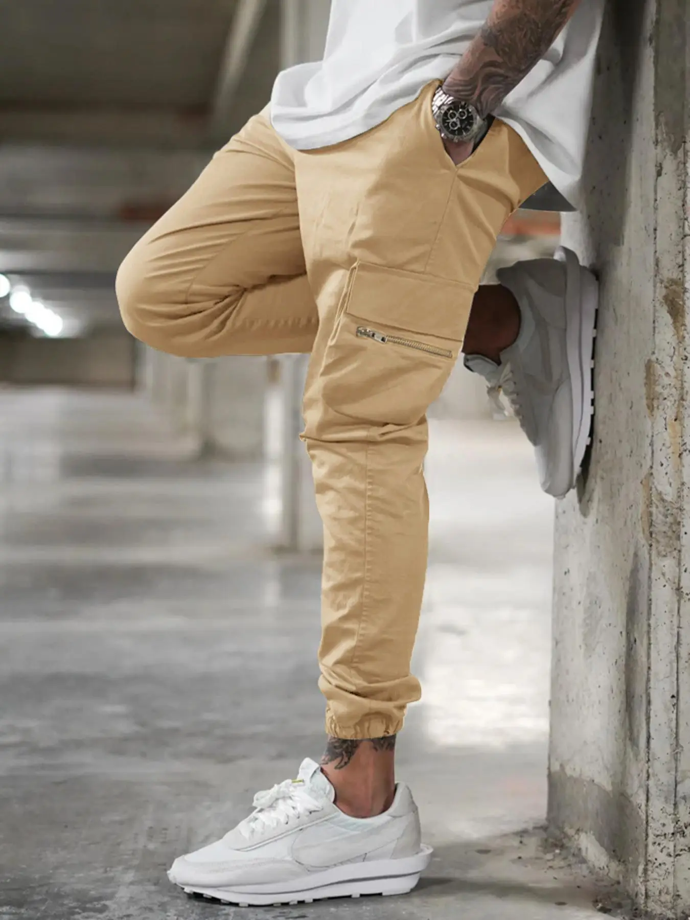 Men's Simple Solid Flap Pocket Cargo Pants, 2000s Pants for Men, Streetwear Plain Regular Fit Drawstring Waist Trousers, Men Outdoor Bottoms for Sprin