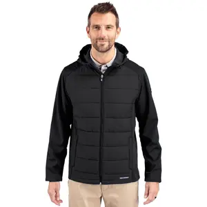 Cutter & Buck Evoke Hybrid Softshell Recycled Full Zip Mens Hooded Jacket