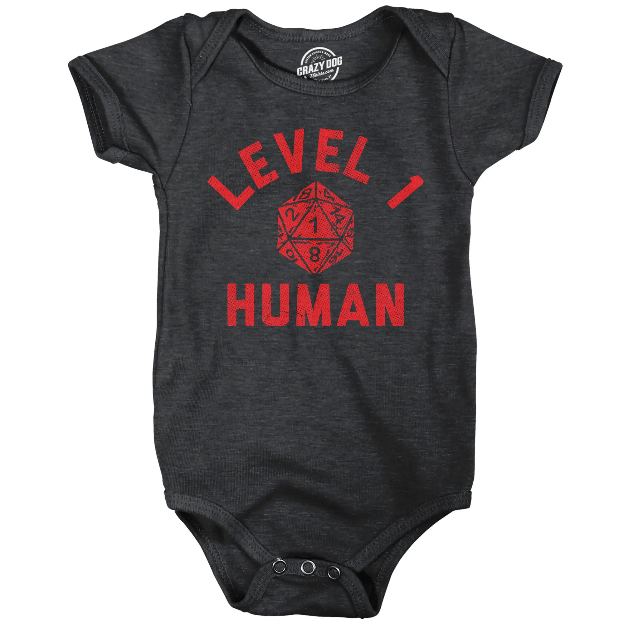 Level 1 Human Baby Bodysuit Funny Sarcastic Roleplay Game Graphic Jumper for Infants Funny Baby Onesies Funny Sarcastic Onesie Novelty Onesie Black -