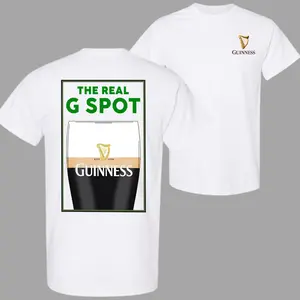 Guinness Beer T-Shirt, The Real G Spot Pint Glass Double Sided Graphic Tee for Men and Women, Funny Irish Drinking Shirt, Soft Cotton Blend St. Patrick’s Day Pub Outfit, Trendy Unisex Streetwear, Gift Idea for Beer Lovers