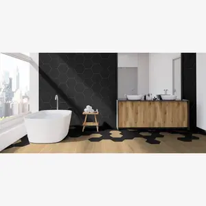 Madrid Black 8x9 Hexagon Matte Porcelain Tile