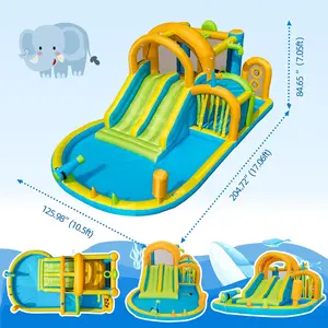 Anbuy Inflatable Pool Water Slide Park – Heavy-Duty for Outdoor Fun - Climbing Wall, Two Slides & Splash Pool – Easy to Set Up & Inflate with Included Air Pump & Carrying Bag Backyard Party Gifts Colorful Bunny Custom Silicone Protector