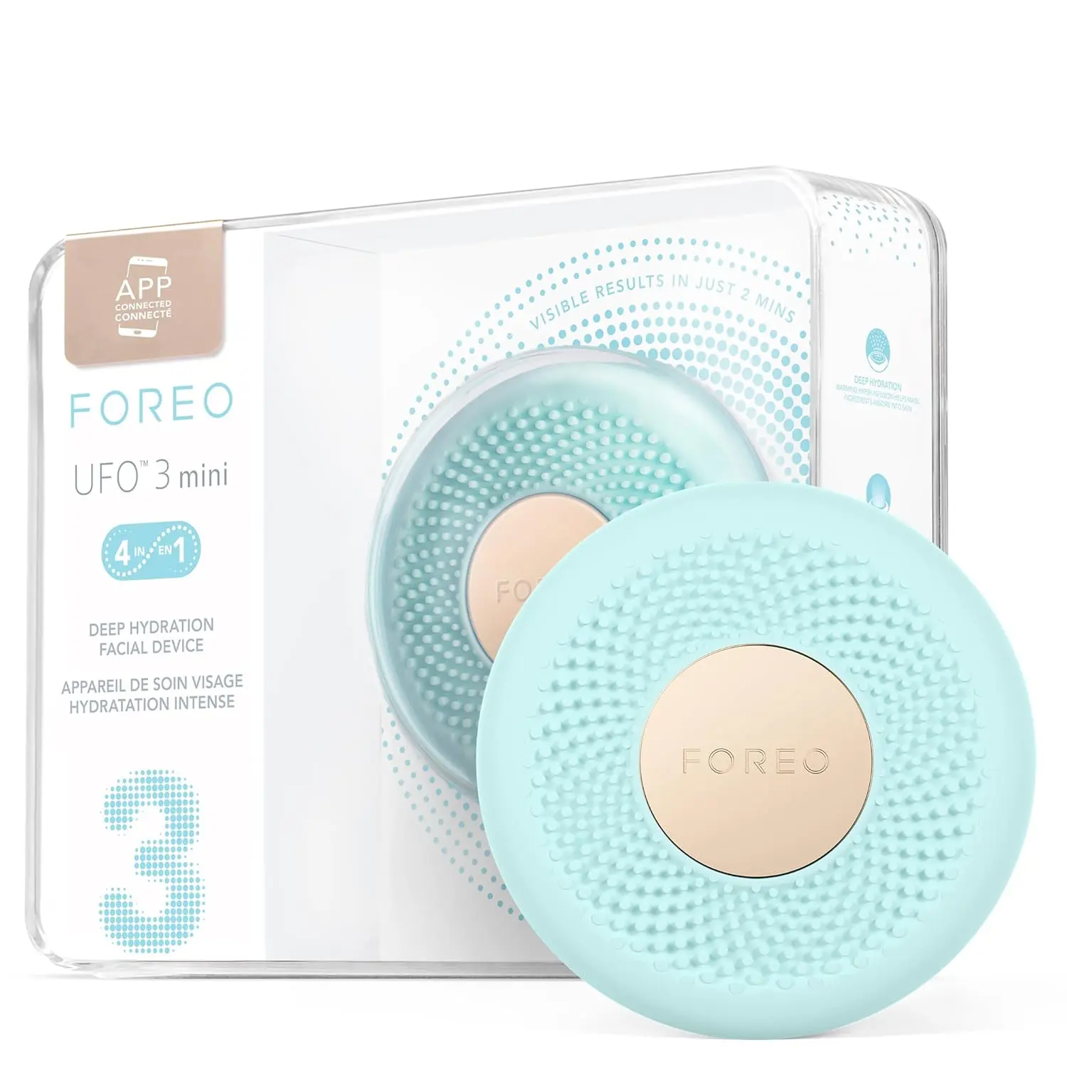 FOREO UFO 3 mini 4-in-1 Face Mask Skincare Device - Face Moisturiser - Anti-Aging - Full spectrum LED & Red Light - Warming - T-Sonic Facial Massage - App-connected