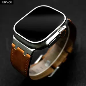 URVOI Strap for Apple Watch Ultra 3 2 series 11 10 9 8 SE vintage Leather band for iWatch durable fine design AP adapters 49mm Smart Watch Strap Smartwatch Strap Wearable Accessory Smartwatch Accessories