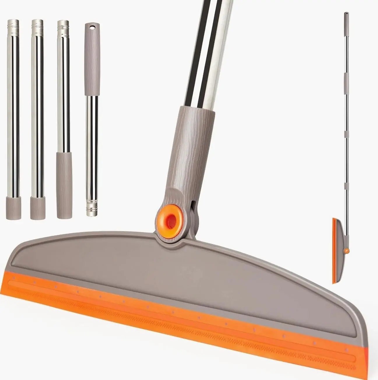 Multifunction Broom with Long Handle,Adjustable Rubber Sweeping Water,Pet Hair Remover for Carpet,Kitchen,Concrete Floor