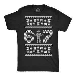 Mens Funny T Shirts 6 7 Ugly Christmas Sweater Sarcastic Viral Meme Graphic Novelty Tee For Men Mens Funny T Shirts Cool Vintage Fashion T-Shirt Gift Classic Menswear Christmas Apparel for Men Funny Meme Short Black -