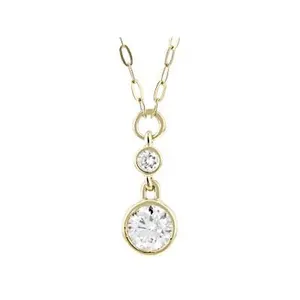 JTV Round White Lab-Grown Diamond F-G VS 14K Yellow Gold Over Sterling Silver Necklace 1.00ctw