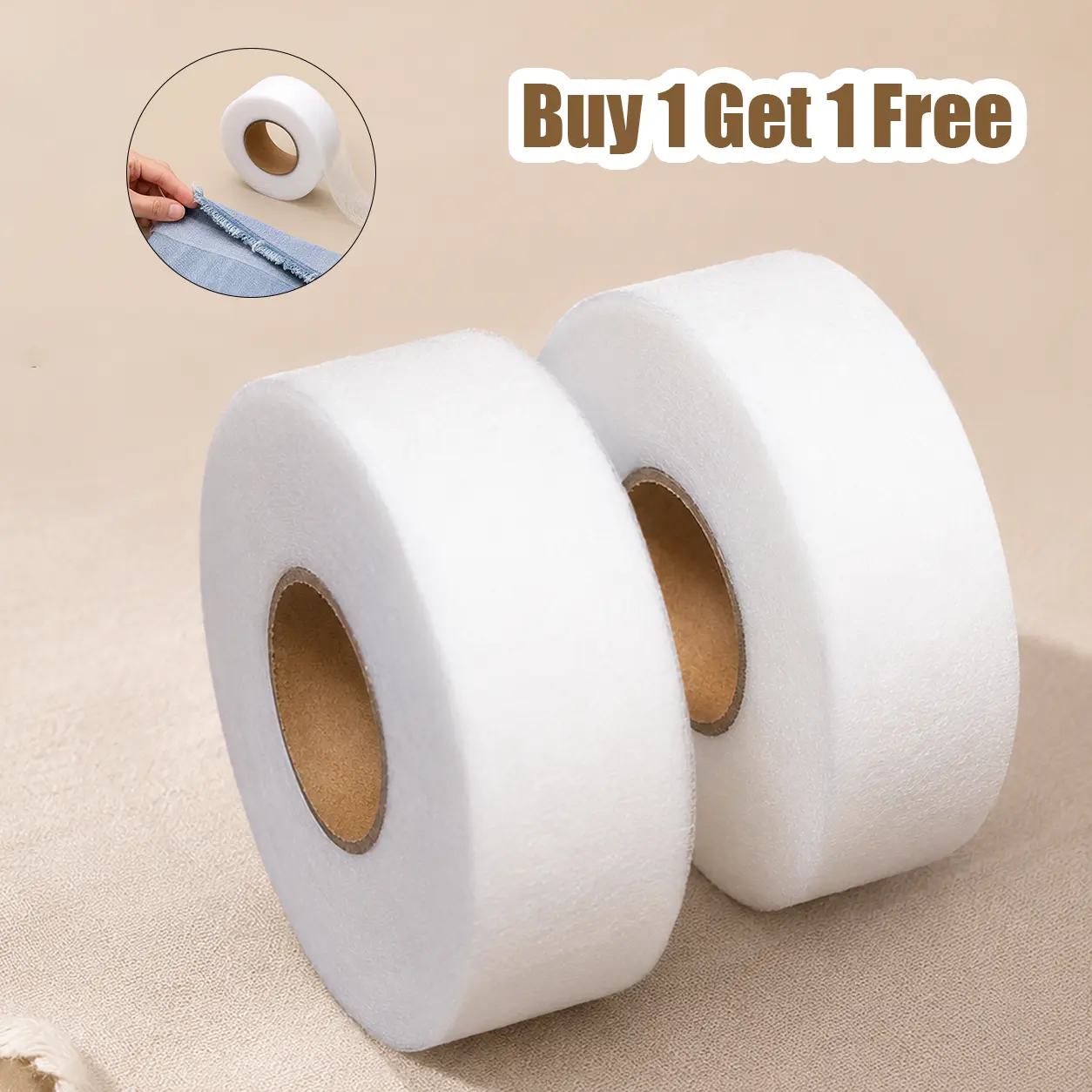[Buy 1 Get 1 Free] No Sew PA Iron-On Hemming Tape, 0.79" Invisible Double Sided Hot Melt Adhesive Tape, Quick Pants Shortening Fabric Fusible Tape for Clothing Repairs & DIY Projects, White 2559 Inch Length