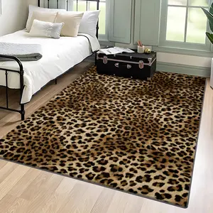 Velvet + Soft Comfort Modern Fashion Retro Wild Classic Leopard Pattern Printed Carpet, Home Decoration Carpet, Living Room Large Carpet Sofa Cushion Door Mat Coffee Table Mat Bedroom Carpet, Animal Printed Rug