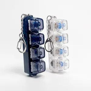 Mechanical Keyboard Stress-Relief Toy, Transparent Design with Glowing Keycaps, LED Lights, Keychain, Portable Unisex Anxiety Relief Decoration, Stylish Tech Accessories, Men's Accessories