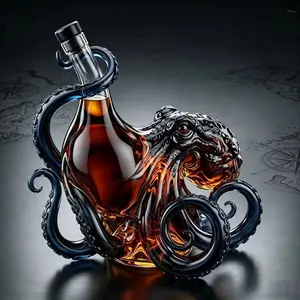 Collectible Octopus Commemorative Glass Whiskey Bottle, Colorful Craft Liquor Bottle, Unique Gift for Whiskey Enthusiasts, Decorative Alcohol Container, Drinkware
