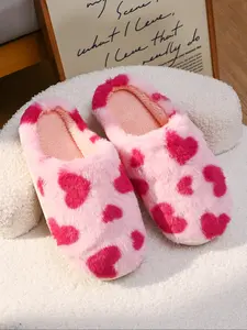 Autumn Winter New Couple Indoor Outdoor Fashion Casual Plush Slippers, Faux Rabbit Fur, Unisex Large Size Cotton Shoes, Non Slip Eva Slide Slippers