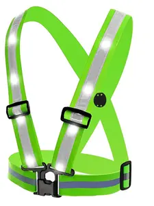 Reflective LED Safety Vest for Cycling & Running, USB Rechargeable Light-Up Waistcoat, High Visibility Gear for Night Activities