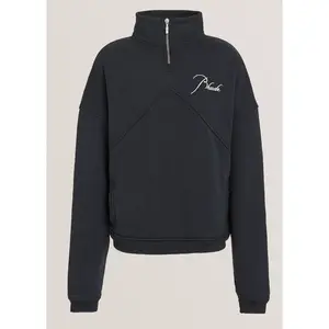 RHUDE Authentic Men's Vintage Black Heavyweight Embroidered Quarter Zip Sweatshirt XL - MSRP: $750