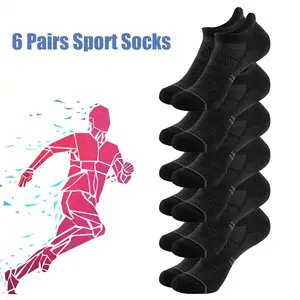 6 Pairs Unisex Cushioned Compression Athletic Ankle Socks Multipack, Lightweight Breathable Non Slip Short Socks
