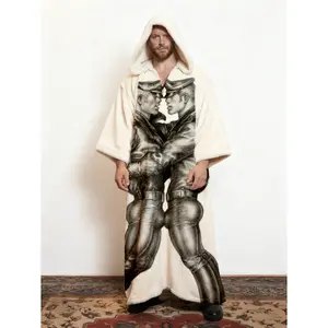 Men's Winter Casual Artist Hooded Kaftan Art Print Robe