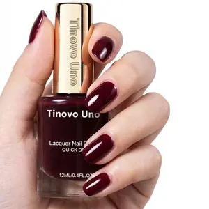 Tinovo Uno New Arrival WINE & DINE Dark Red Nail Polish 12ml, Natural Quick Drying, No Need Baking, for DIY Nail Art Enthusiasts, Vintage Retro Whitening, Alcohol-free, Safe formula, Nail Care, Home Salon Nail Art Essentials, Anti-Counterfeit Bottle Cap