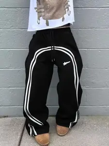 Men's Star Print Side Zip Sport Pants, Regular Fit Casual Comfort Joggers, All Season Wide Leg, Fashion Running Pants, Tracksuit Pants