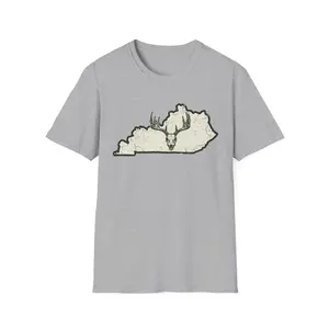 Kentucky State Outline with Deer Skull T-Shirt | Outdoors Hunting Logo