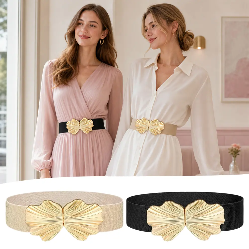 2 Pieces Women Belts for Dress Wide Elastic Belt Fashion Stretchy Cinch Belt for Women Dresses