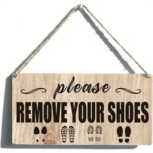 "Please Remove Your Shoes" Wooden Hanging Sign – Rustic Home Entryway Decor