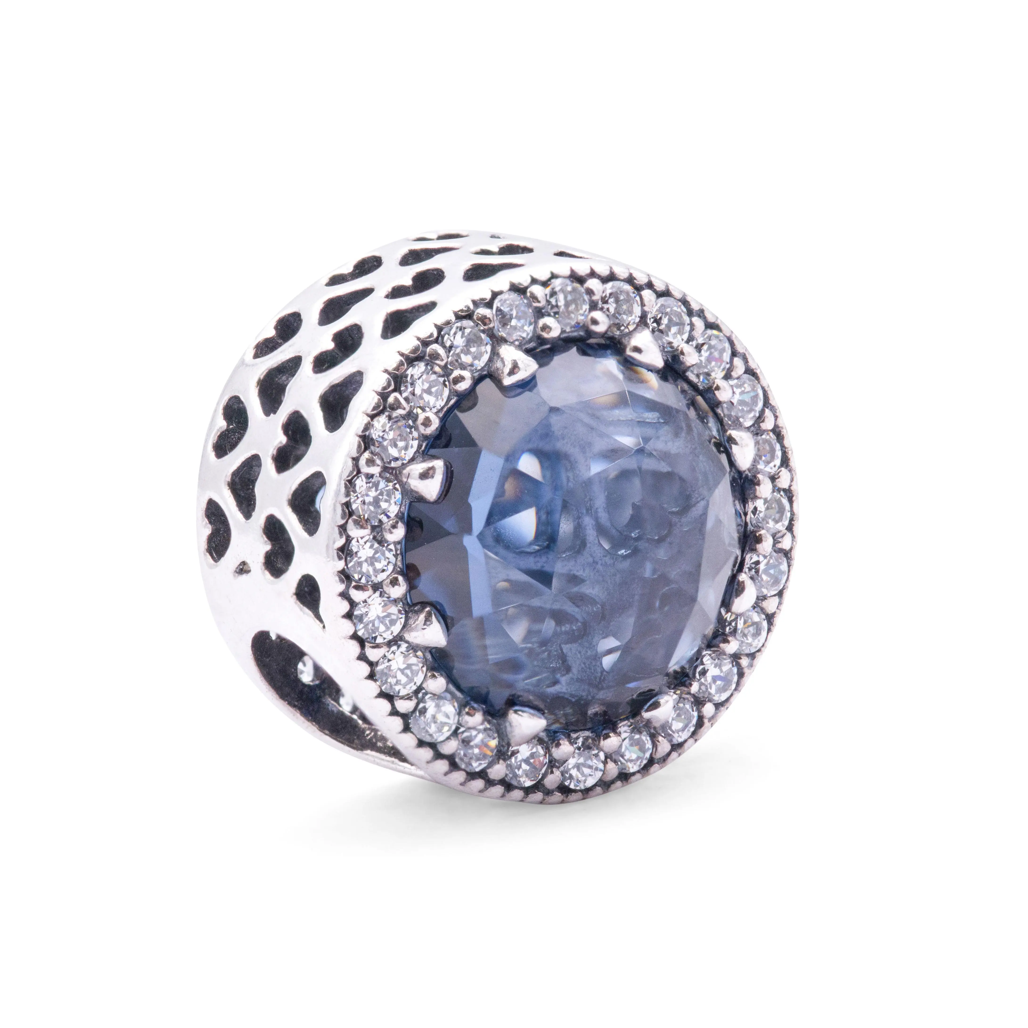 Pandora Midnight Blue Radiant Hearts Charm - 791725NMB, Cubic Zirconia, Heart Cutout, Sparkle Effect, Bling Effect, Fashion Jewelry Charms & Pendants