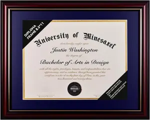 Solid  Diploma Frame 8.5 x 11 Certificate Frames with Purple Mat or 11x14 Document without Mat as Graduation Picture Frame