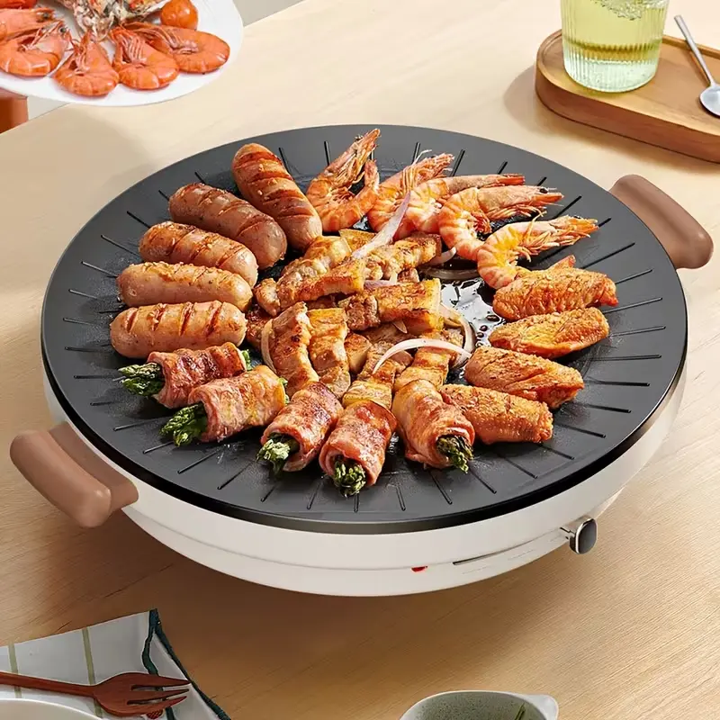 TANLOOK Smokeless Non-Stick Electric Griddle, Compact Indoor Grill & Frying Pan for Pancakes, Burgers, Steaks - Aluminum, 120V, Plug Powered