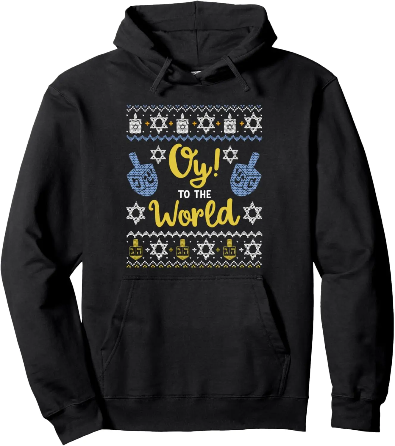 Funny oy to the world for jewish hanukkah ugly sweater Pullover Hoodie