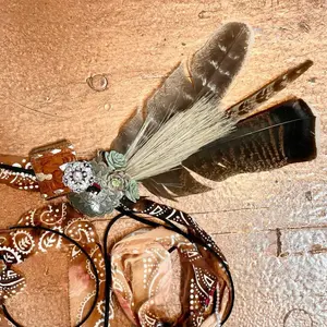 Custom Hat Band with Feathers Bandana Bling Rhinestone Concho Succulents Hat Bar