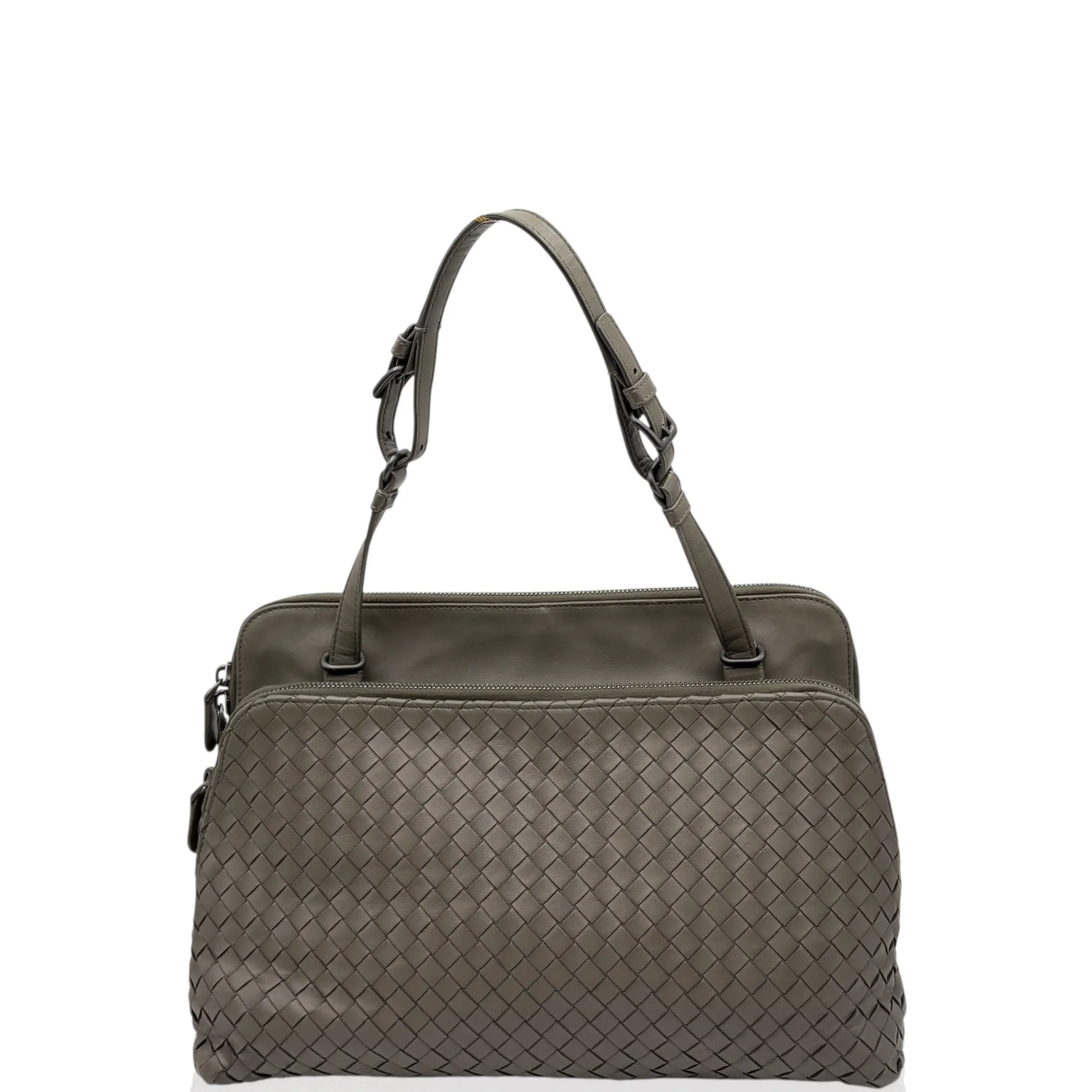 Pre-owned BOTTEGA VENETA Leather Shoulder Bags Shoulder Bag Calfskin Intrecciato Dark Green (hs021026d0)
