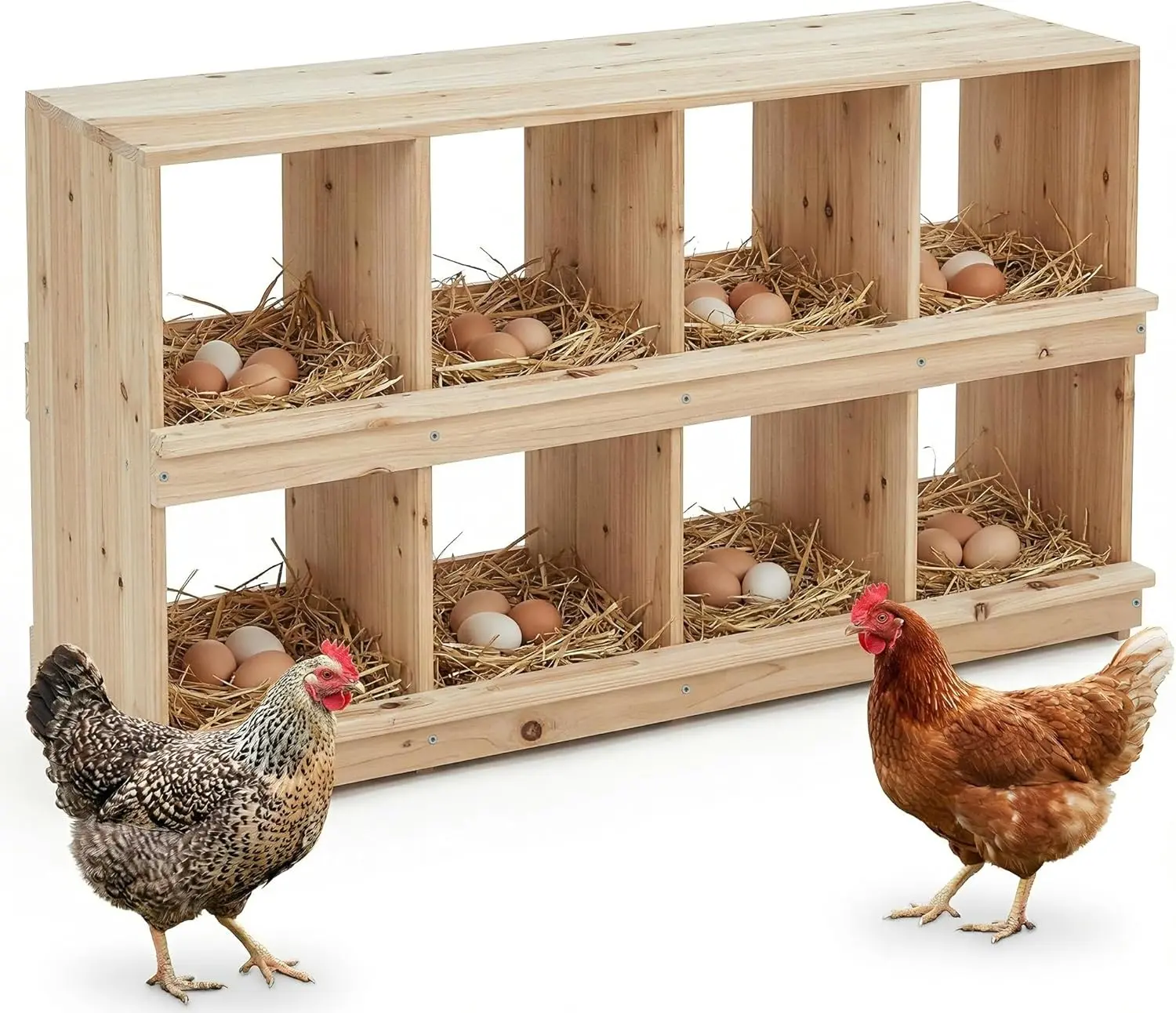 Wooden Chicken Nesting Box for Poultry Heavy Duty Coop Versatile Use Wood Nesting Boxes for Hens Easy to Assemble Compartments Laying Eggs Nest Box for Chickens, Hens, Ducks Large Rolling Bird Cage with Play Top