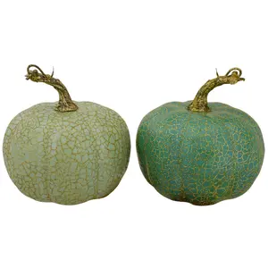 Northlight S/2 Crackle Harvest Tabletop Thanksg iving Pumpkins