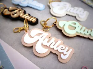 [CUSTOM IN DESCRIPTION] Acrylic Keychain Personalized, Custom Name Charm, School Tag, Backpack, Diaper Bag Tag, Lunchbox Accessories