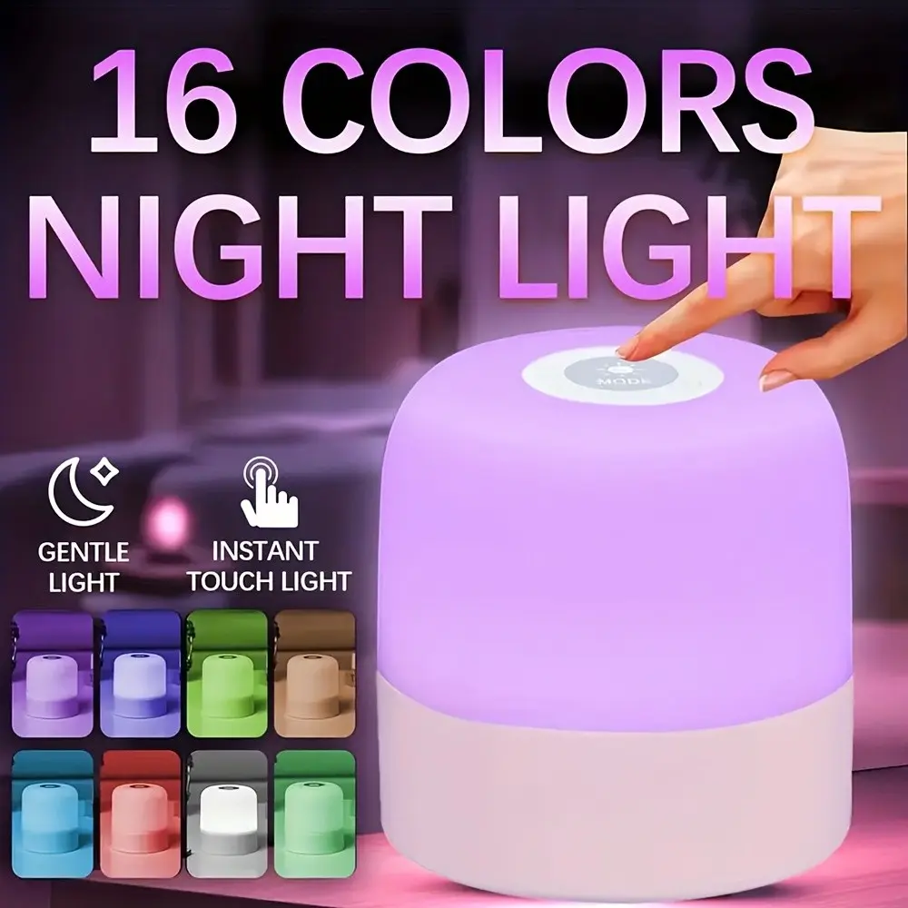 Touch Control Night Light, Adjustable LED Reading Lamp, Color Changing Mode, Atmosphere Lighting, Rechargeable USB Interface, 800mah Battery, Bedside Table Lamp, USB Powered Lamp, Ambient Night Lights, Led Nightlight