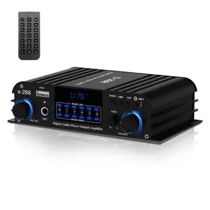 1200W Amplifier  Audio 4 , Bluetooth5.0 Small Amplifier, RMS 45Wx4, 300W*4  Power Stereo Receiver with USB, SD, Class D Speaker Amp for  Theater Karaoke RCA, Garage