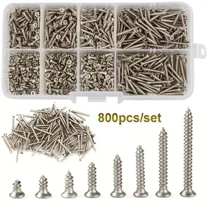 M2 Stainless Steel Self Tapping Screw Assortment Kit, Tapping Screw Assortment Kit, Lock Nut Wood Thread Nail Screw Set, Self Lock Nut Wood Thread Nail Screw Set, Stainless Steel Screws, Self Drilling Screws, Hardware Accessories
