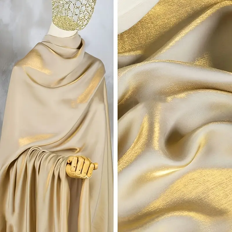 Shiny Metallic Satin Fabric, Silky Smooth Cloth for Evening Gowns and Wedding Dresses, DIY Sewing Crafts, Multiple Colors Available