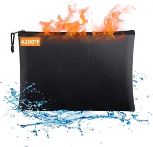 Small Fireproof Document Bag, Waterproof Fire Proof File Bag, Important Documents Organizer Safe Fire for Cash with Zipper, Bank Fireproof Money Bag for Valuables Legal Documents Safe