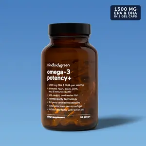 mindbodygreen Omega-3 Potency+ 1500 MG EPA & DHA in 2 Gel Caps Healthcare Vitamin Dietary Supplement for Heart Brain Joint Eye Immune Health