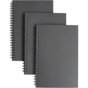 3 Packs Soft Cover Notebook with Lined Paper Black Spiral Notebooks with 100 Ruled Pages 50 Sheets Memo Notepads for  School Travel, 8.25 x 5.55 inch