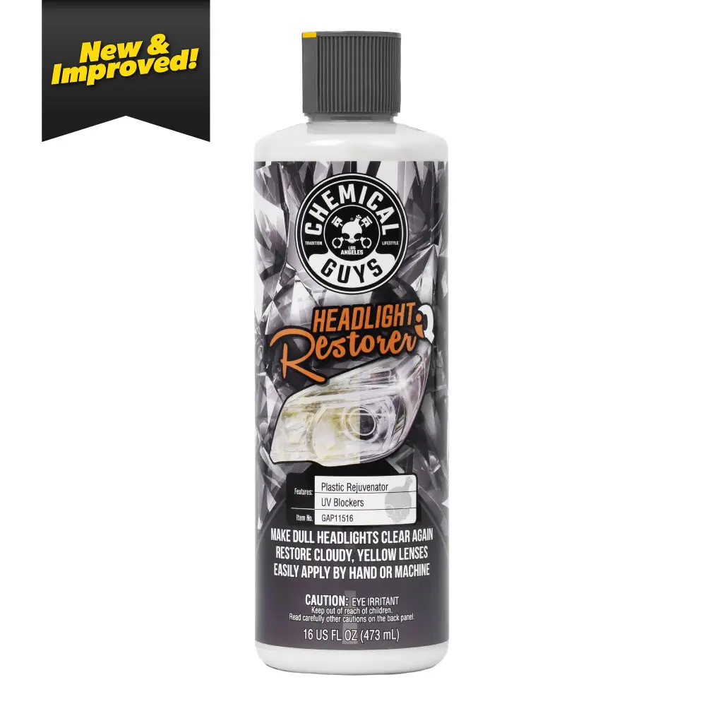 Chemical Guys Headlight Polishing Agent - 2-in-1 Adaptive Abrasive Restorer, Removes Oxidation, Yellowing, Haze from Plastic Lenses, Delivers Crystal Clarity, Usable by Hand, Drill or Machine for Fast Professional Results