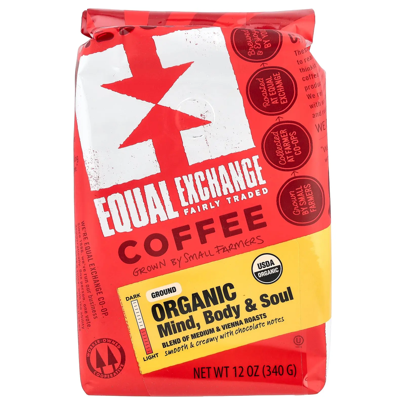 Equal Exchange Organic Coffee, Mind Body & Soul, Ground, Medium & Vienna Roasts, 12 oz (340 g)