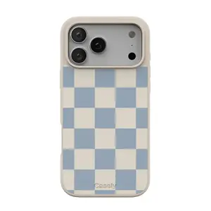 Casely iPhone 17 Pro Case | Fit Check | Light Blue Checkerboard  | Align Soft-Touch Flexible Bumper Case | Compatible with MagSafe