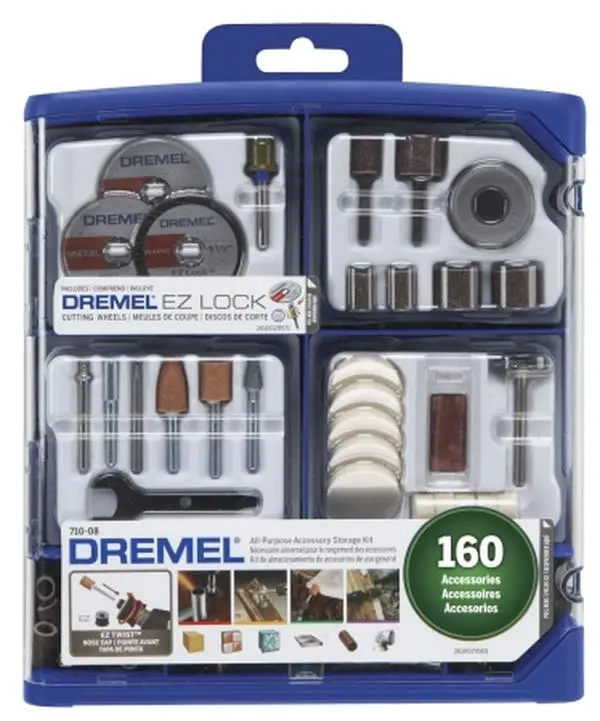 Dremel 114-710-08 Power Tool Accessory Tool Kit Set, 160-Piece Accessories, Plastic Storage Case Included, Power Tool Accessories