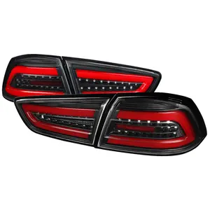 2008-2017 Mitsubishi Lancer / 2008-2015 Lancer EVO X Sedan Red Bar LED Tail Lights (Black Housing/Clear Lens)